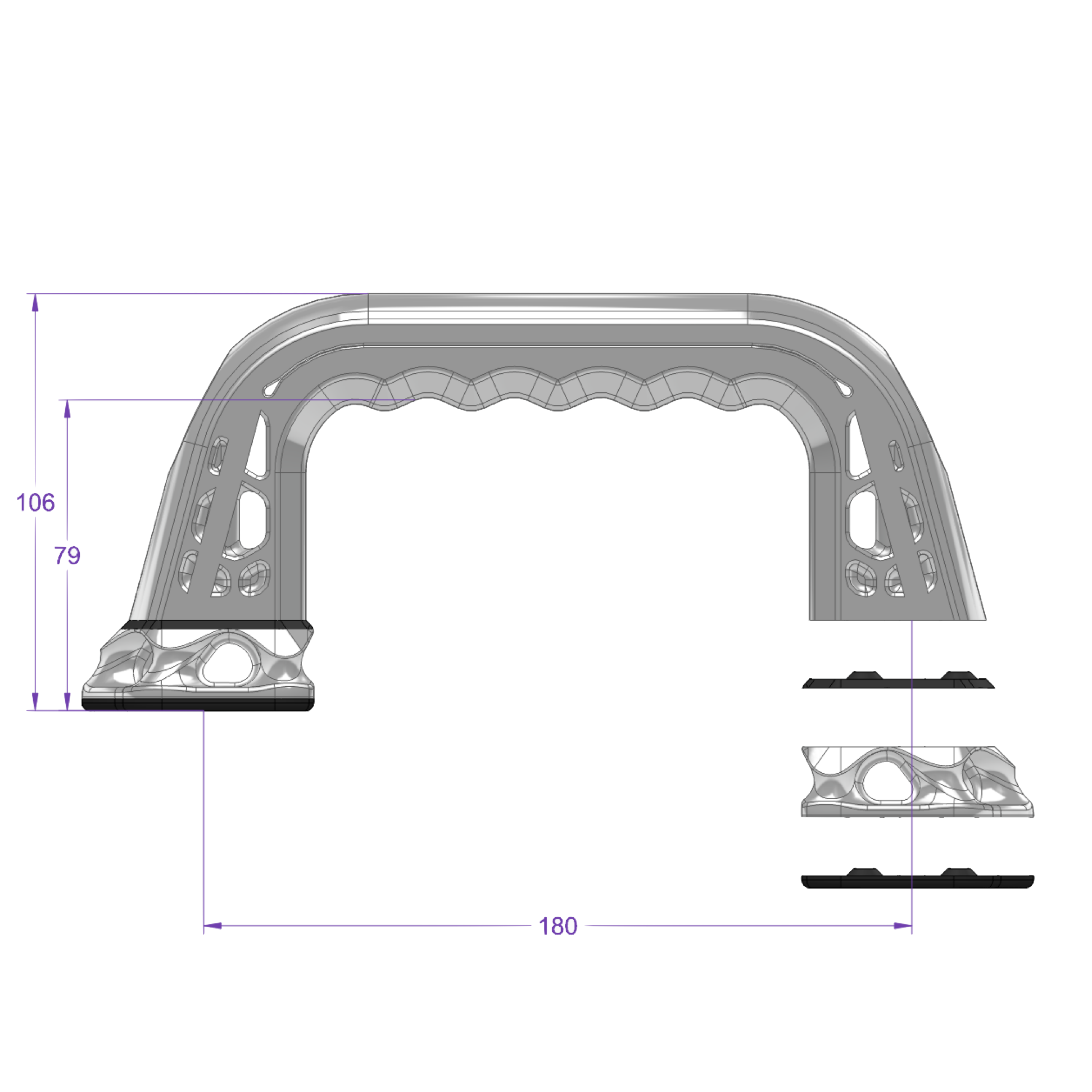 Trap Phone handle engineering drawing